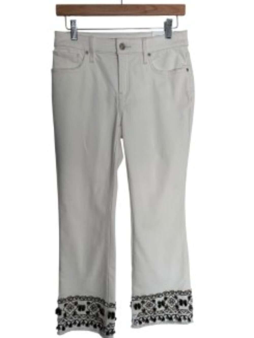 NWT Chico's So Slimming Embroidered Ecru Girlfriend Kick Flare Jeans 2